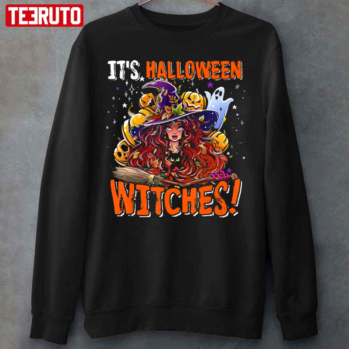 It’s Halloween Witches Halloween Witch With Cat Boo Ghost Unisex Sweatshirt
