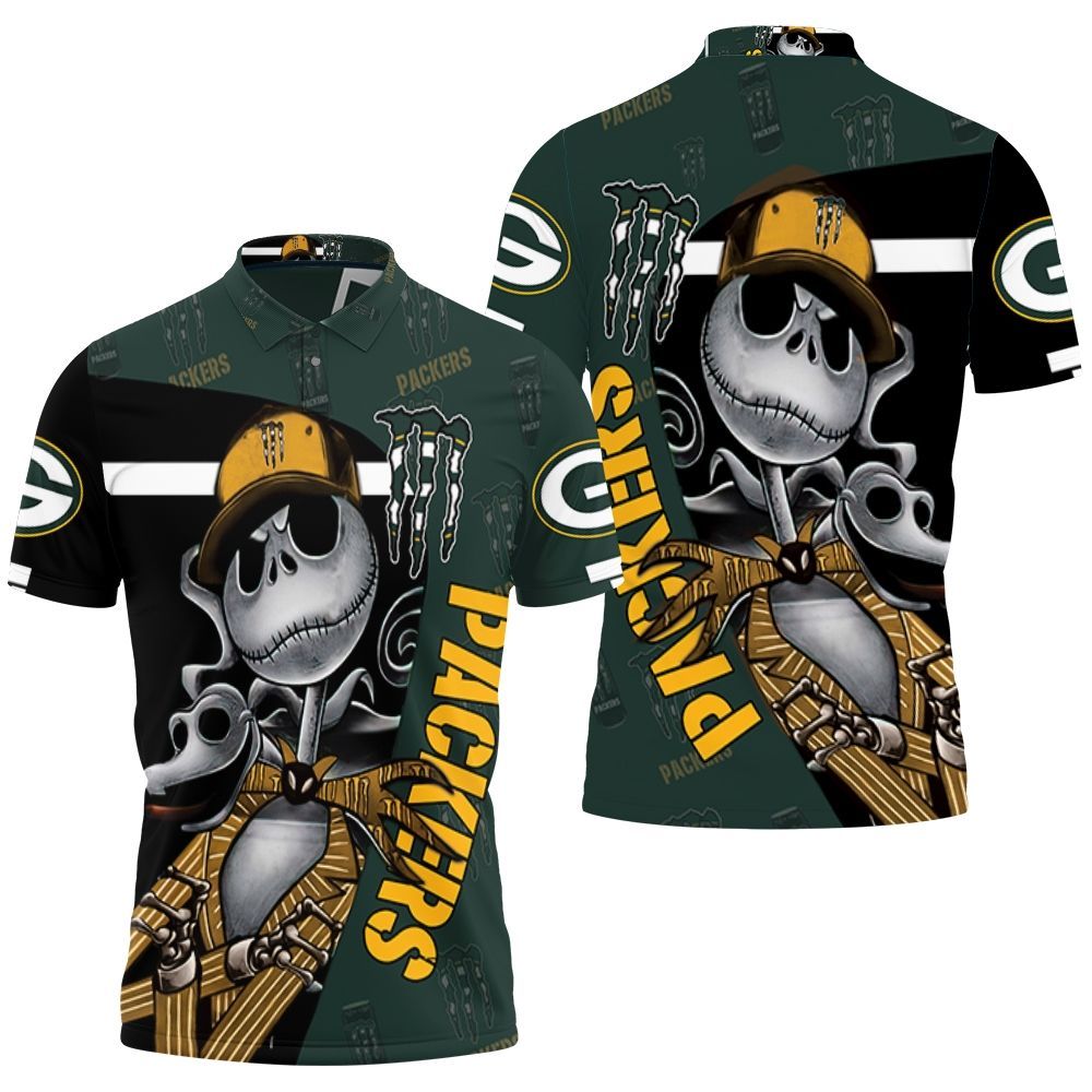 Jack Skellington Monster Energy Logo 3d Printed For Fan Green Bay Packers Polo Shirt All Over Print Shirt 3d T-shirt