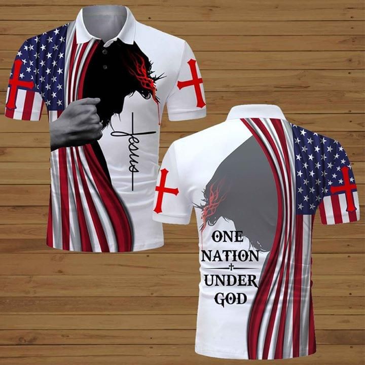 Jesus One Nation Under God American Flag Jesus Cross 3d Polo Shirt All Over Print Shirt 3d T-shirt