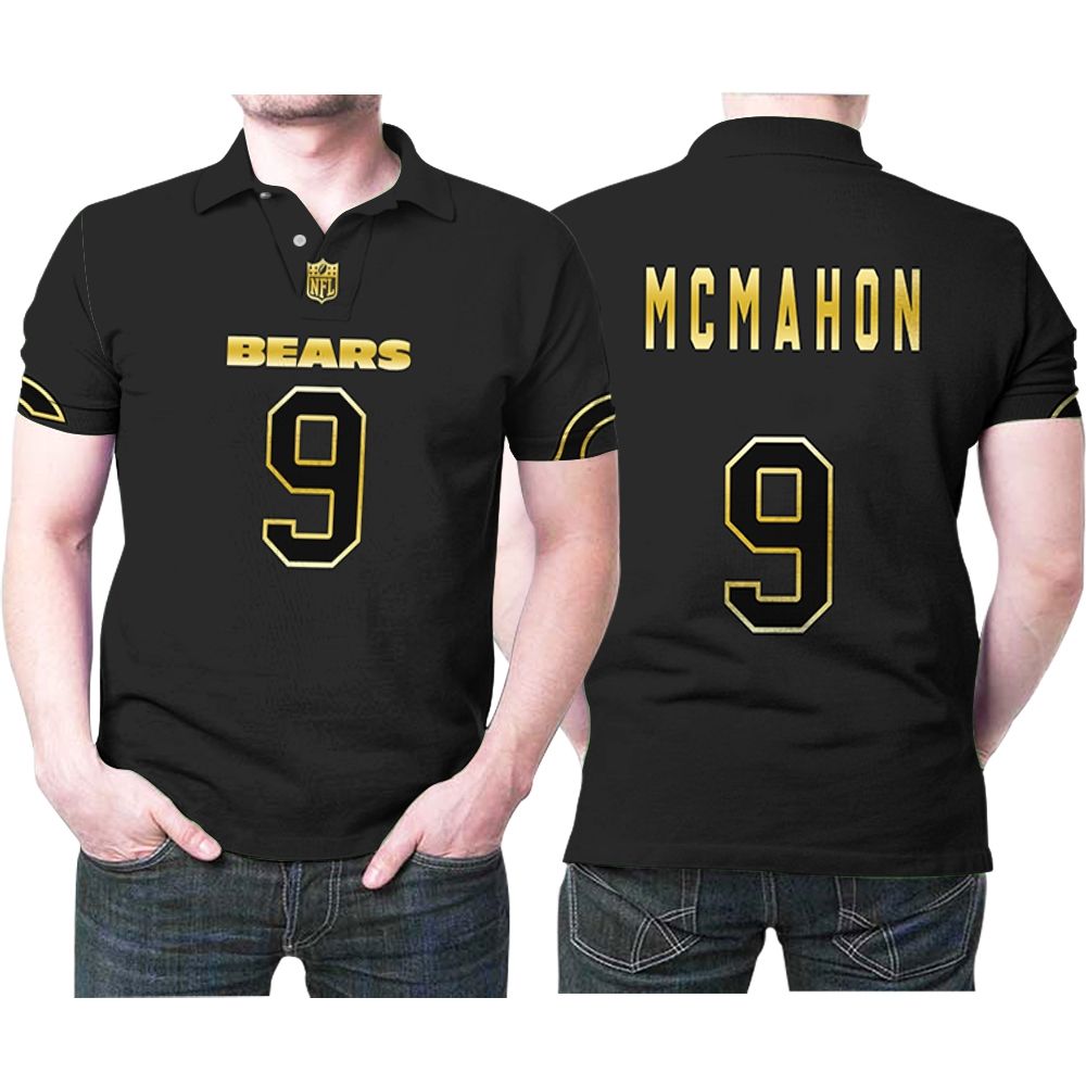 Jim Mcmahon #9 Chicago Bears Great Player Nfl Black Golden Edition Vapor Limited Jersey Style Custom Gift For Bears Fans Polo Shirt