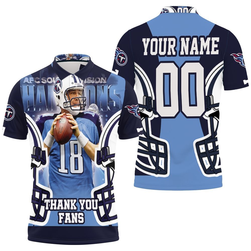 Josh Stewart 18 Tennessee Titans Afc South Champions Super Bowl 2021 Personalized Polo Shirt All Over Print Shirt 3d T-shirt