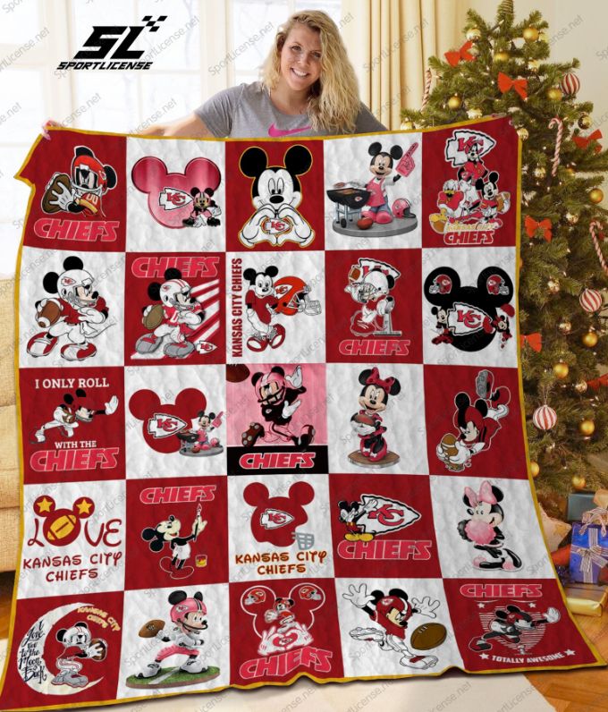 Kansas City Chiefs Disney Character Quilt Blanket - Teeruto