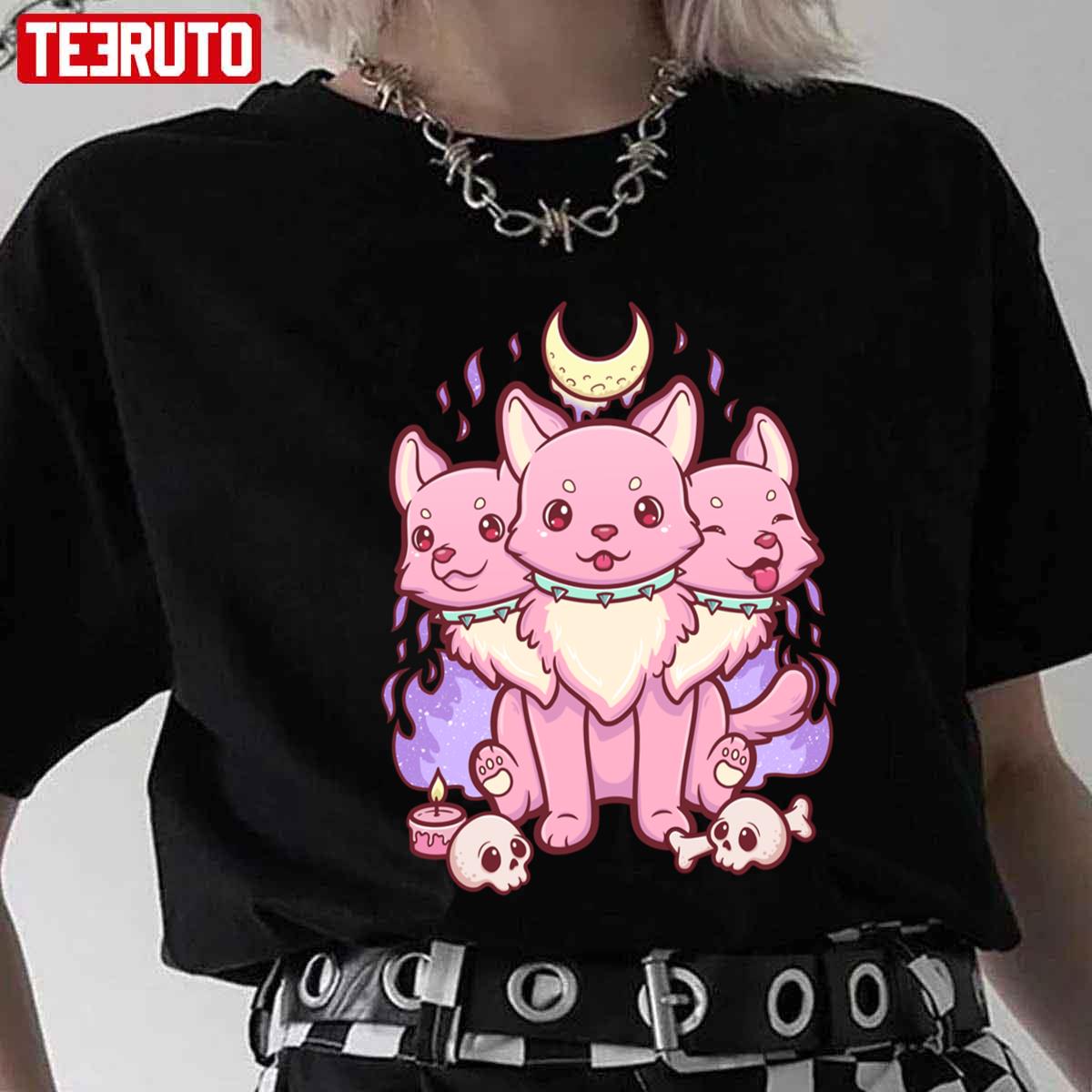 Kawaii Pastel Goth Cute Creepy Occult Cerberus Unisex T-shirt - Teeruto