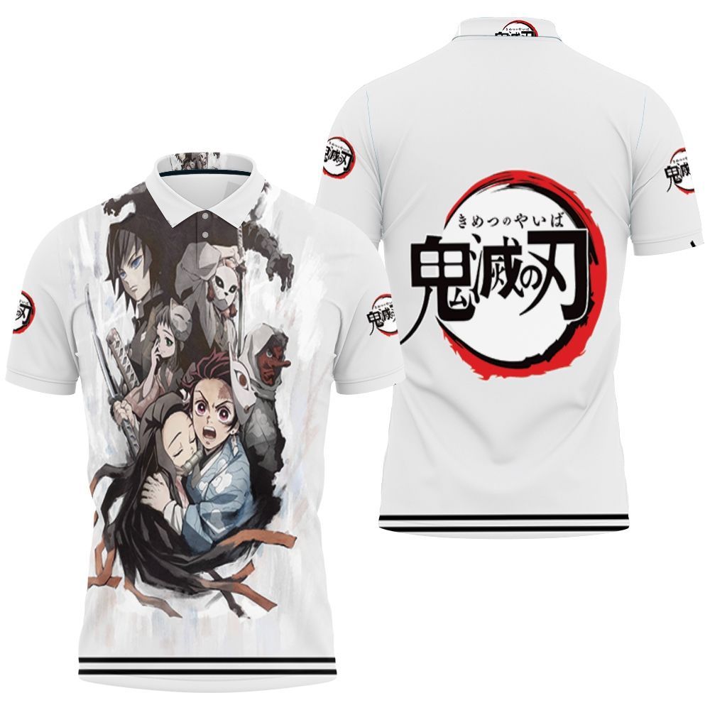 Kimetsu No Yaiba Anime Demon Slayer Corps White Polo Shirt All Over Print Shirt 3d T-shirt