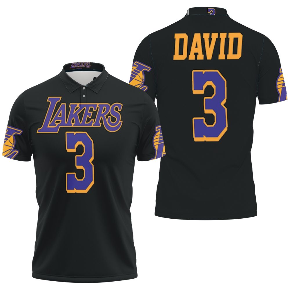 Lakers Anthony Davis 2020-21 Earned Edition Black Polo Shirt All Over Print Shirt 3d T-shirt