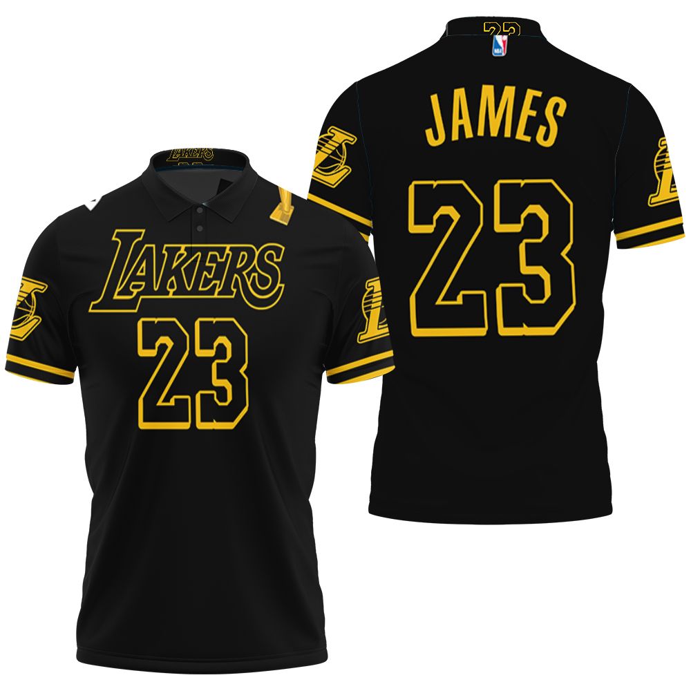 Lebron James 23 Los Angeles Lakers Team 2020 Black Jersey Inspired Style Polo Shirt All Over Print Shirt 3d T-shirt