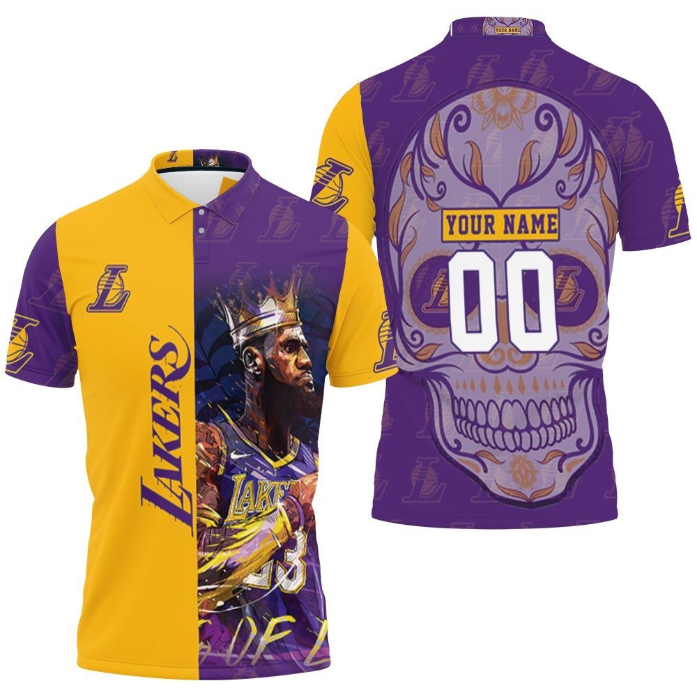 Los Angeles Lakers 23 Lebron James Nba Western Conference Skull Personalized Polo Shirt All Over Print Shirt 3d T-shirt