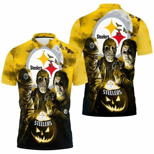 Michael Myers Freddy Jason Loves Pittsburgh Steelers Pumpkin Head Halloween 3d Jersey Polo Shirt A27698 All Over Print Shirt 3d T-shirt