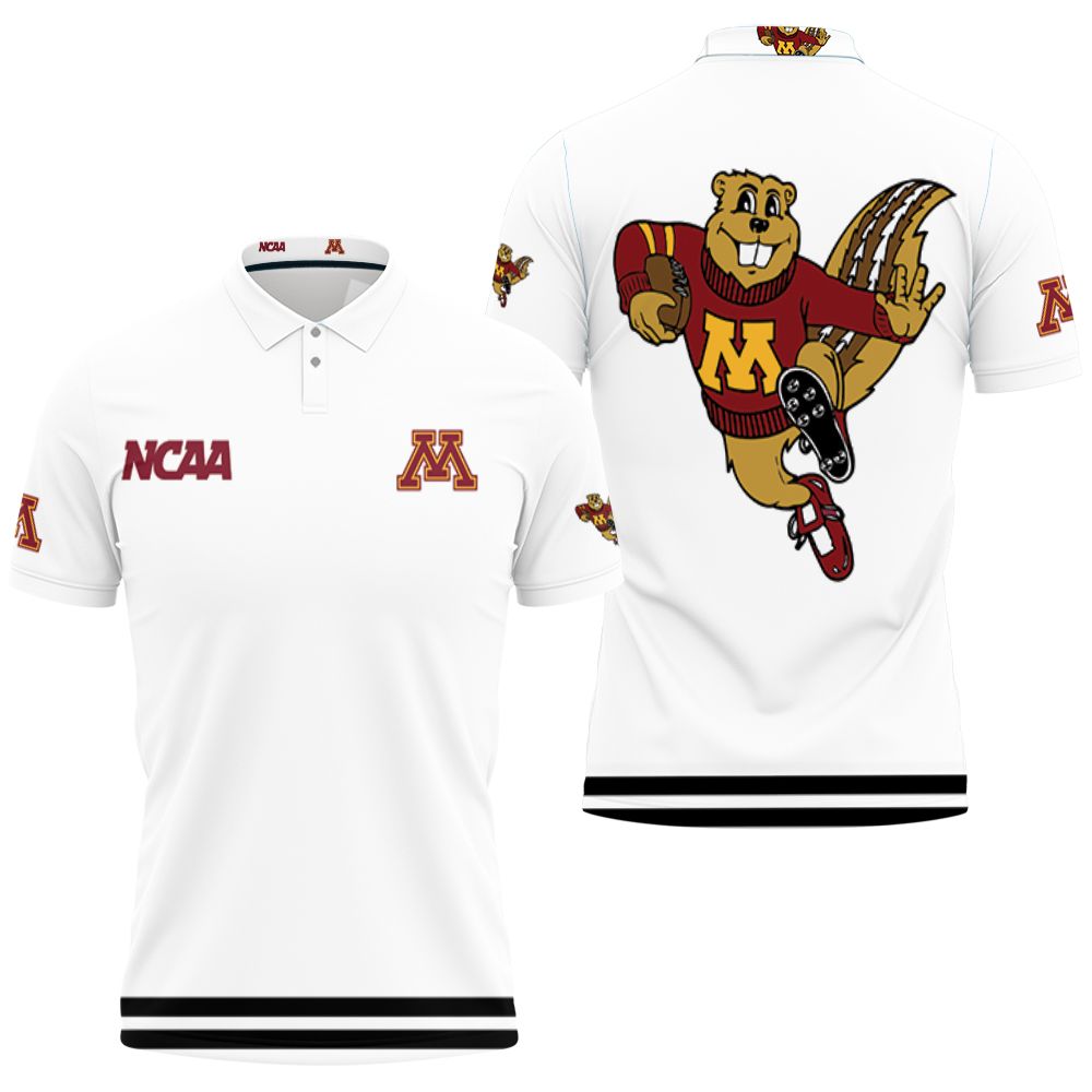 Minnesota Golden Gophers Ncaa Classic White With Mascot Logo Gift For Minnesota Golden Gophers Fans Polo Shirt All Over Print Shirt 3d T-shirt