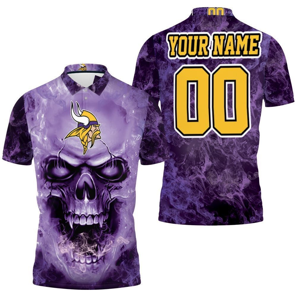 Minnesota Vikings Skull For Vikings Fans 3d Personalized Polo Shirt  All Over Print Shirt 3d T-shirt