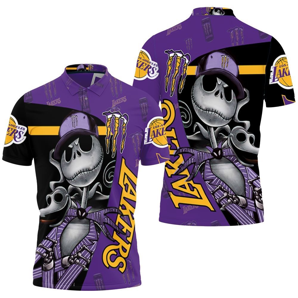 Monster Energy Jack Skellington Logo Los Angeles Lakers 3d Printed For Fan Polo Shirt All Over Print Shirt 3d T-shirt