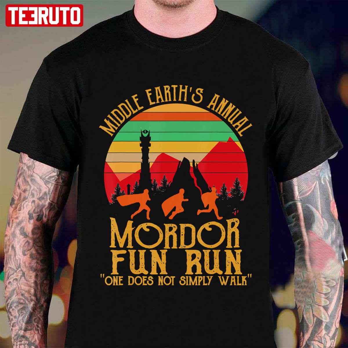 Mordor Fun Run One Does Not Simply Walk Vintage Retro Unisex T-shirt ...