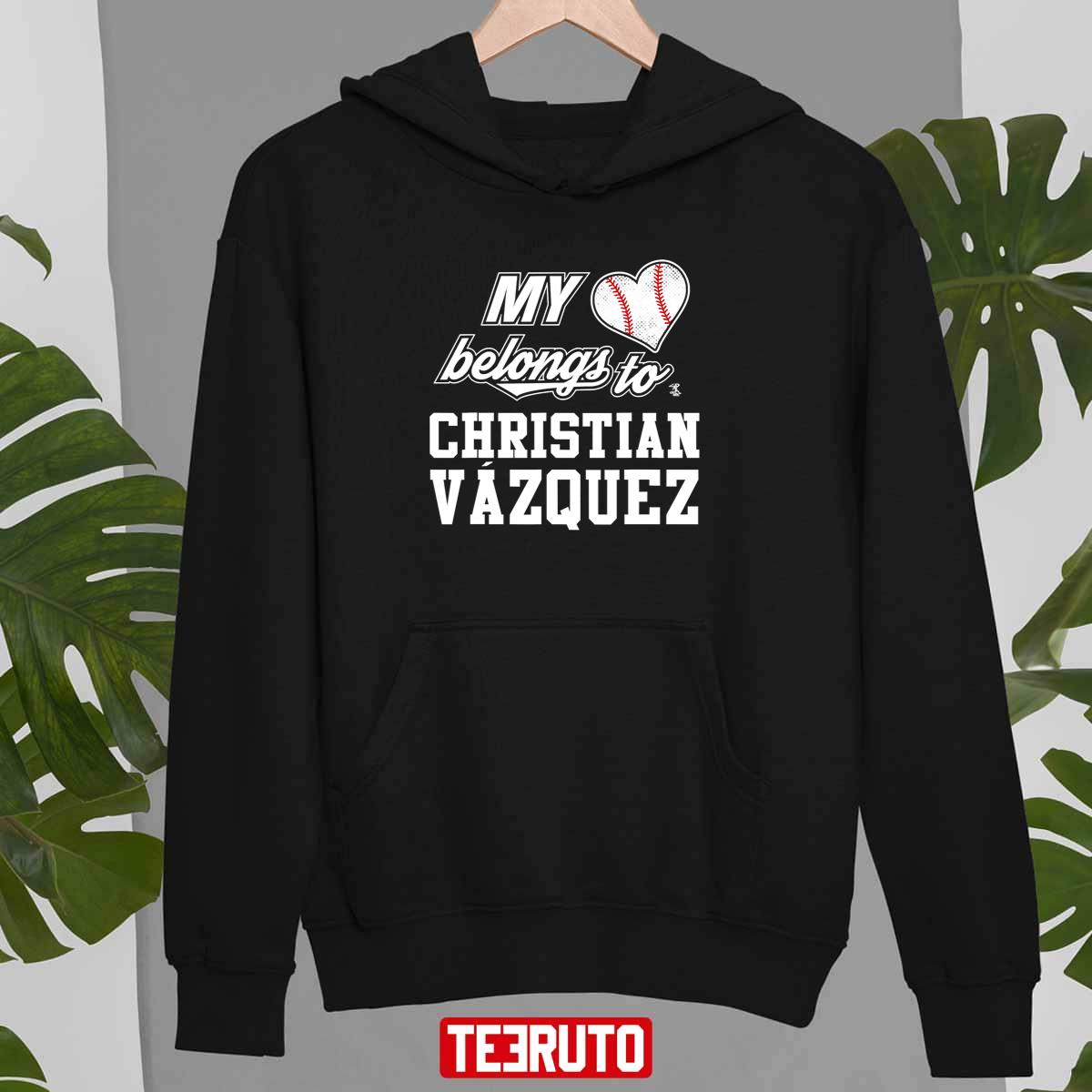 My Heart Belongs To Christian Vazquez Gameday Jesus Christ Unisex Hoodie