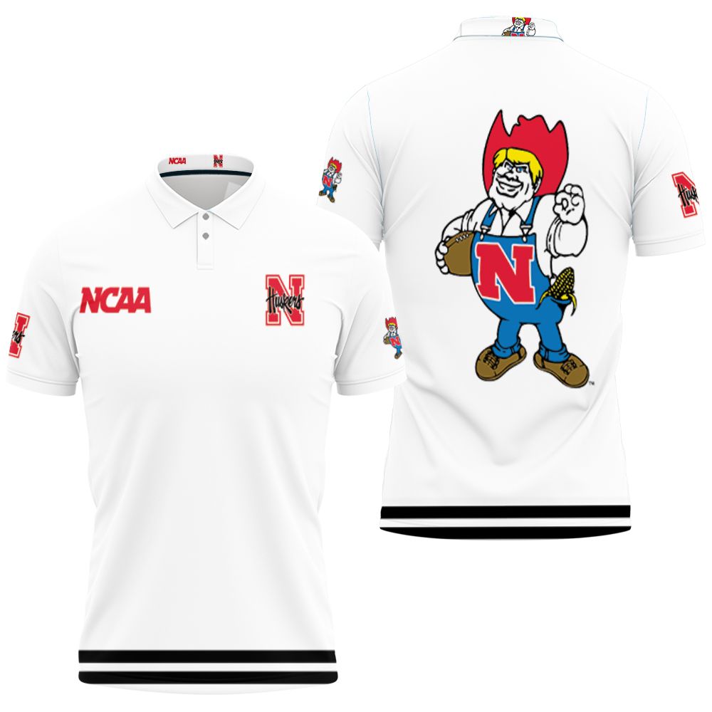 Nebraska Huskers Ncaa Classic White With Mascot Logo Gift For Nebraska Huskers Fans Polo Shirt All Over Print Shirt 3d T-shirt