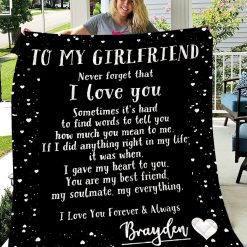 Never Forget  To My Girlfriend That I Love You Personalized Quilt Blanket