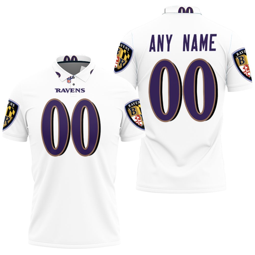 Nfl American Baltimore Ravens Team White 100th Season 3d Designed Allover Custom Gift For Baltimore Fans Polo Shirt All Over Print Shirt 3d T-shirt