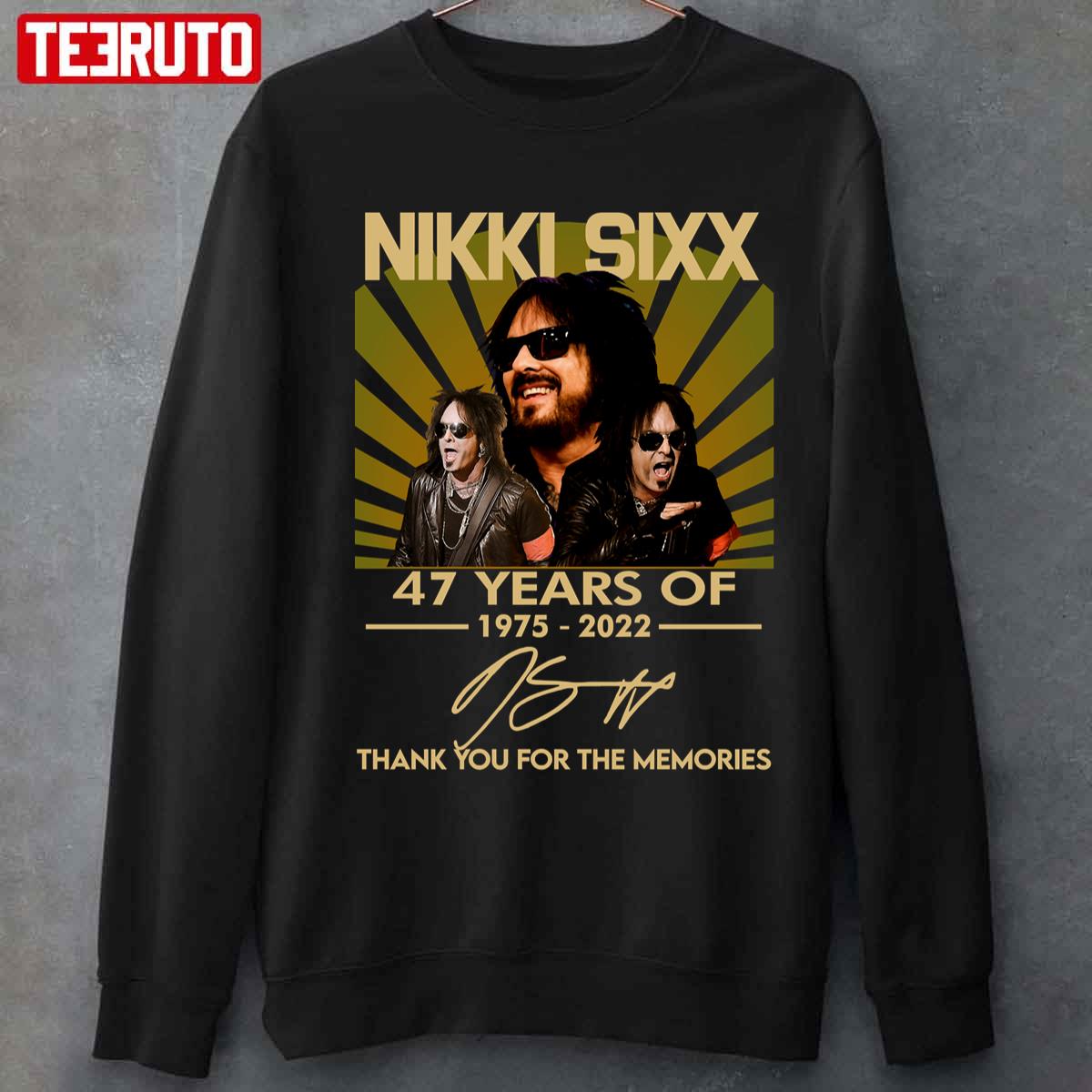 Nikki Sixx 45 Years Of 1975 2020 Thank You For The Memories Signatures Motley Crue Unisex Sweatshirt