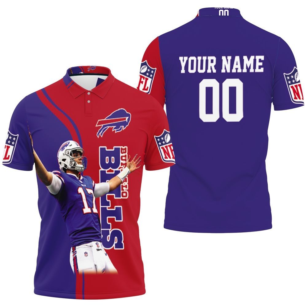 Number 17 Josh Allen Buffalo Bills Personalized Polo Shirt All Over Print Shirt 3d T-shirt