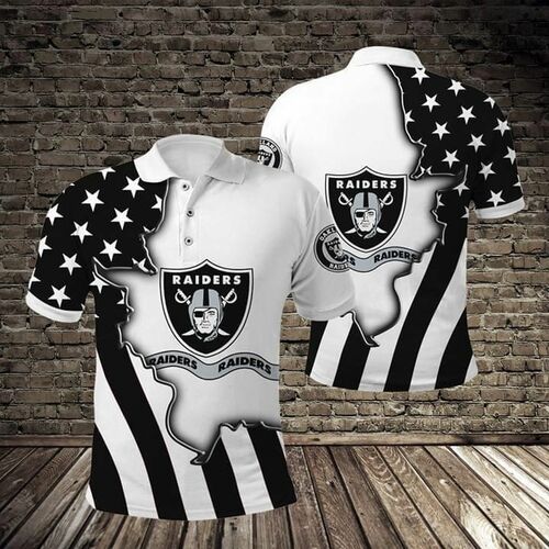 Oakland Raiders American Flag Ripped Polo 3d Polo Model 5121 All Over Print Shirt 3d T-shirt