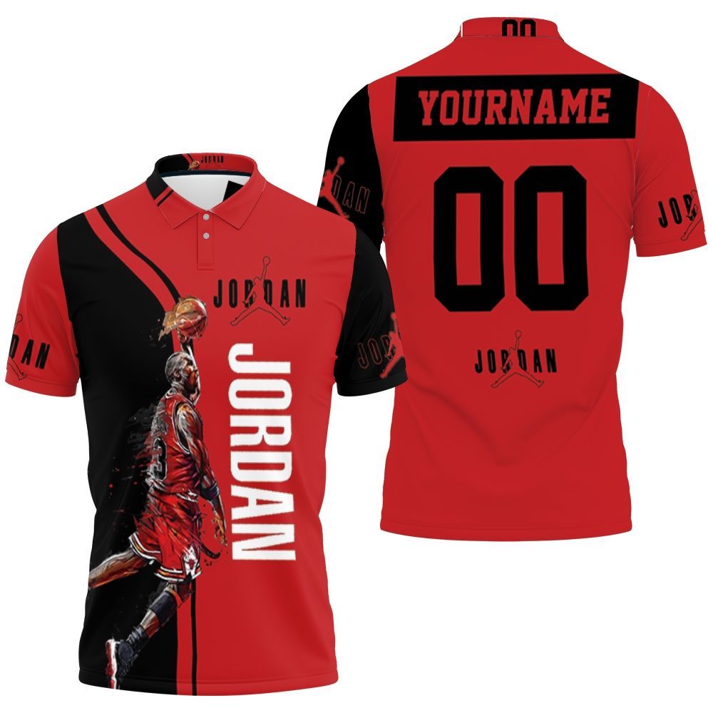 Personalized Michael Jordan 23 Chicago Bull Jump Shot Logo Polo Shirt All Over Print Shirt 3d T-shirt