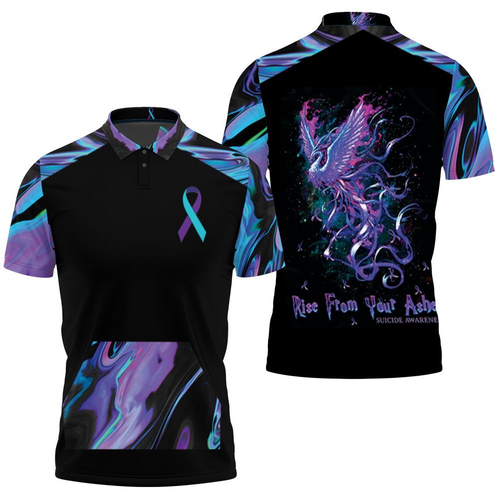 Psychedelic Phoenix Rise From Your Ashes Suicide Prevention 3d Printed Polo Shirt All Over Print Shirt 3d T-shirt