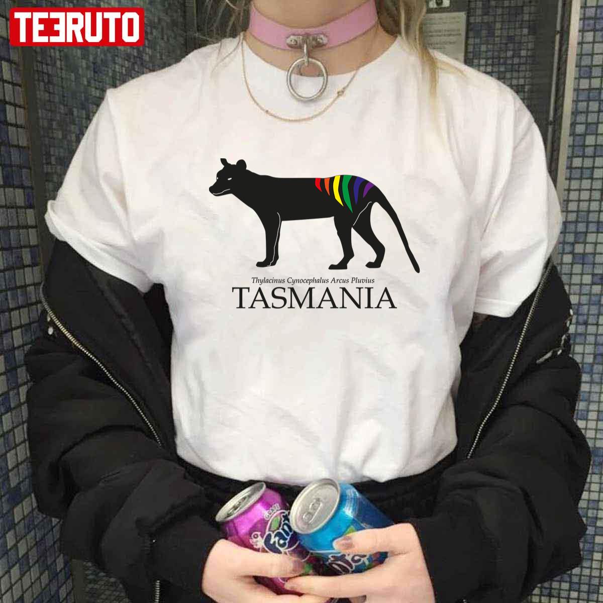 Rainbow Thylacine Tasmania Light Colour Version Unisex T-shirt