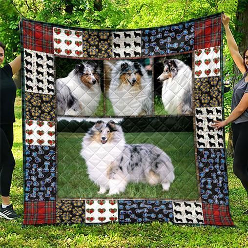 Rough Collie Pets Dog On The Green Grass Cute Quilt Blanket - Teeruto