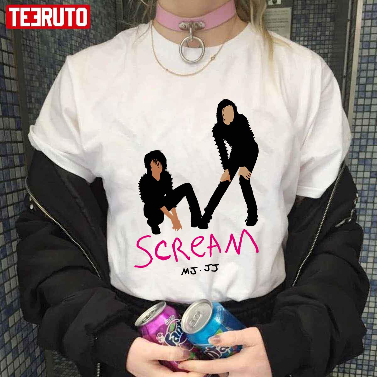 Scream Mj & Jj Silhouettes Magenta Michael Jackson & Janet Jackson Unisex T-shirt