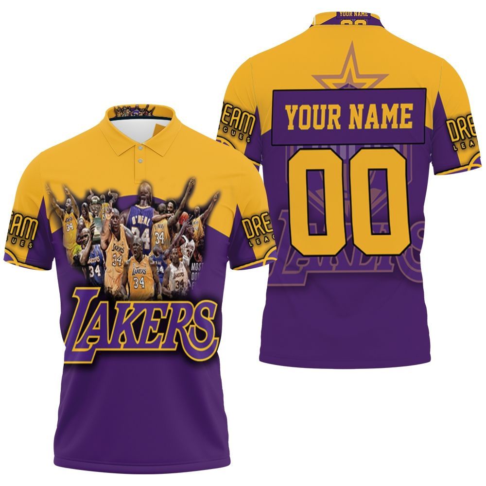 Shaquille Oneal 34 Los Angeles Lakers Nba Western Conference Personalized Polo Shirt All Over Print Shirt 3d T-shirt