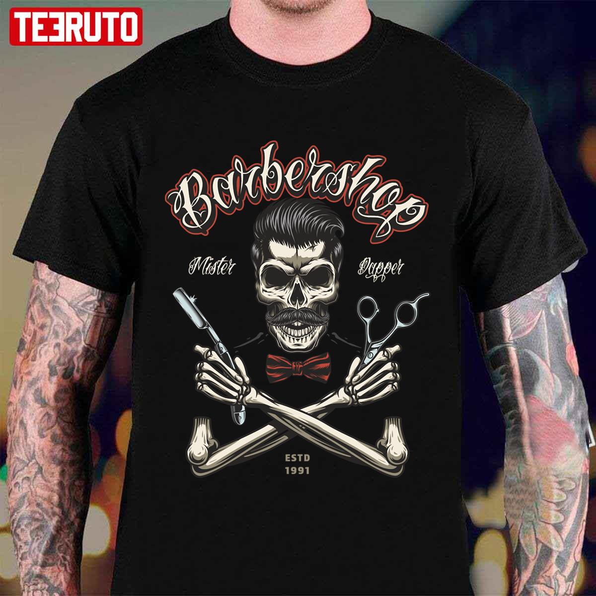 Skull Barber Shop Unisex T-Shirt