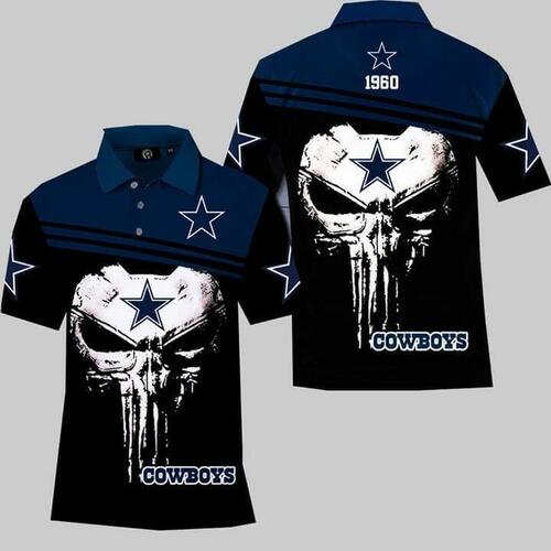 Skull Dallas Cowboys Nfl Fan 3d Polo Hoodie All Over Print Shirt 3d T-shirt