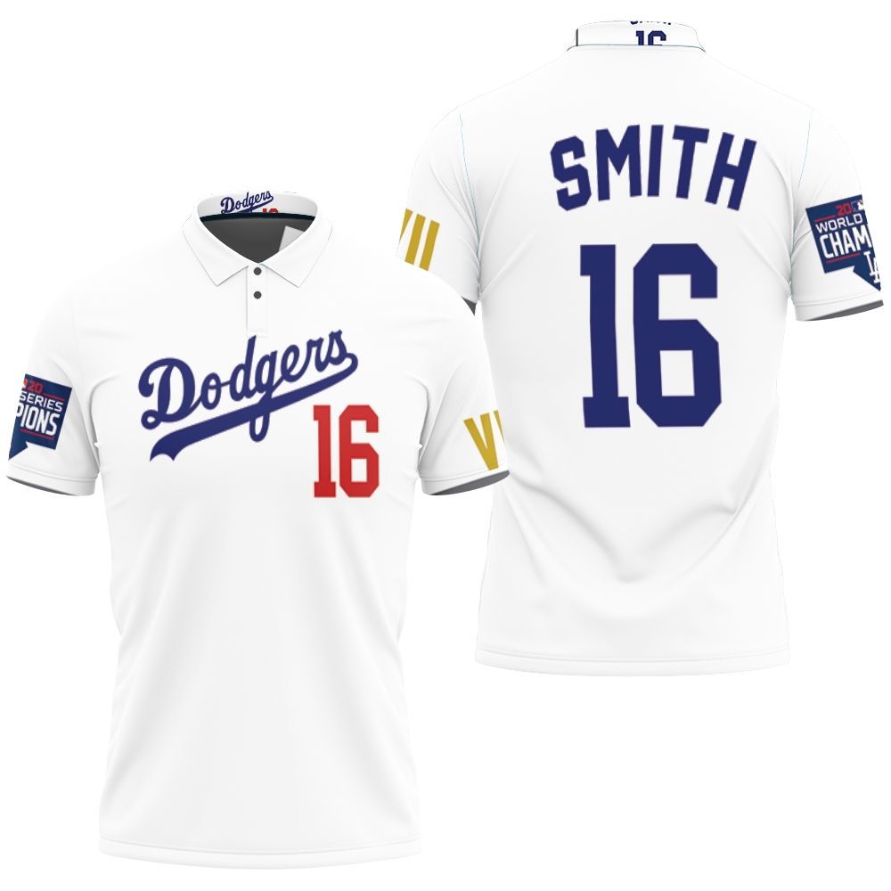 Smith 16 Los Angeles Dodgers 2020 Championship Golden Edition White Jersey Inspired Style Polo Shirt All Over Print Shirt 3d T-shirt