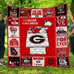 Snoopy Georgia Bulldogs Quilt Blanket