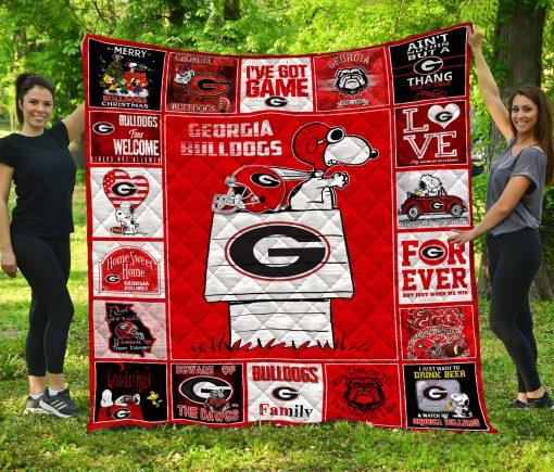 Snoopy Georgia Bulldogs Quilt Blanket - Teeruto