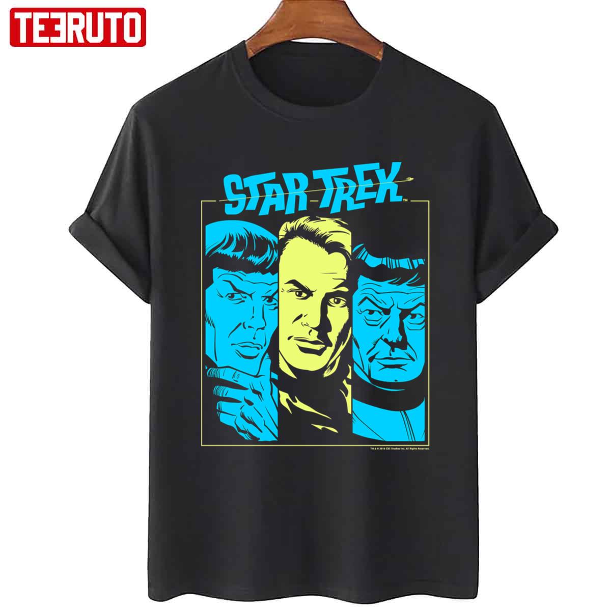 Star Trek Original Series Neon Head Shot Portrait Panels Unisex T-Shirt
