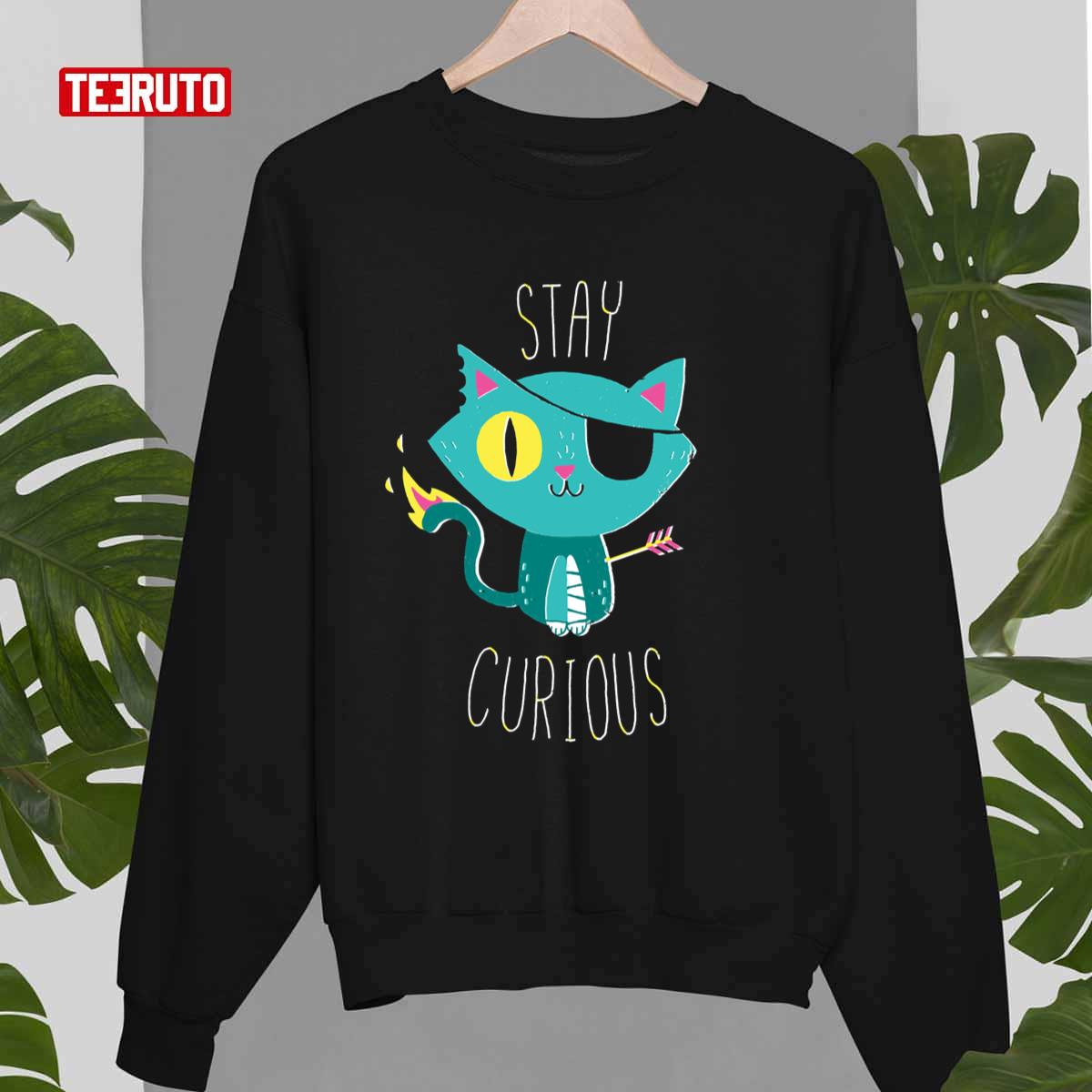 Stay Curious Funny One Eye Cat Halloween Unisex Sweatshirt