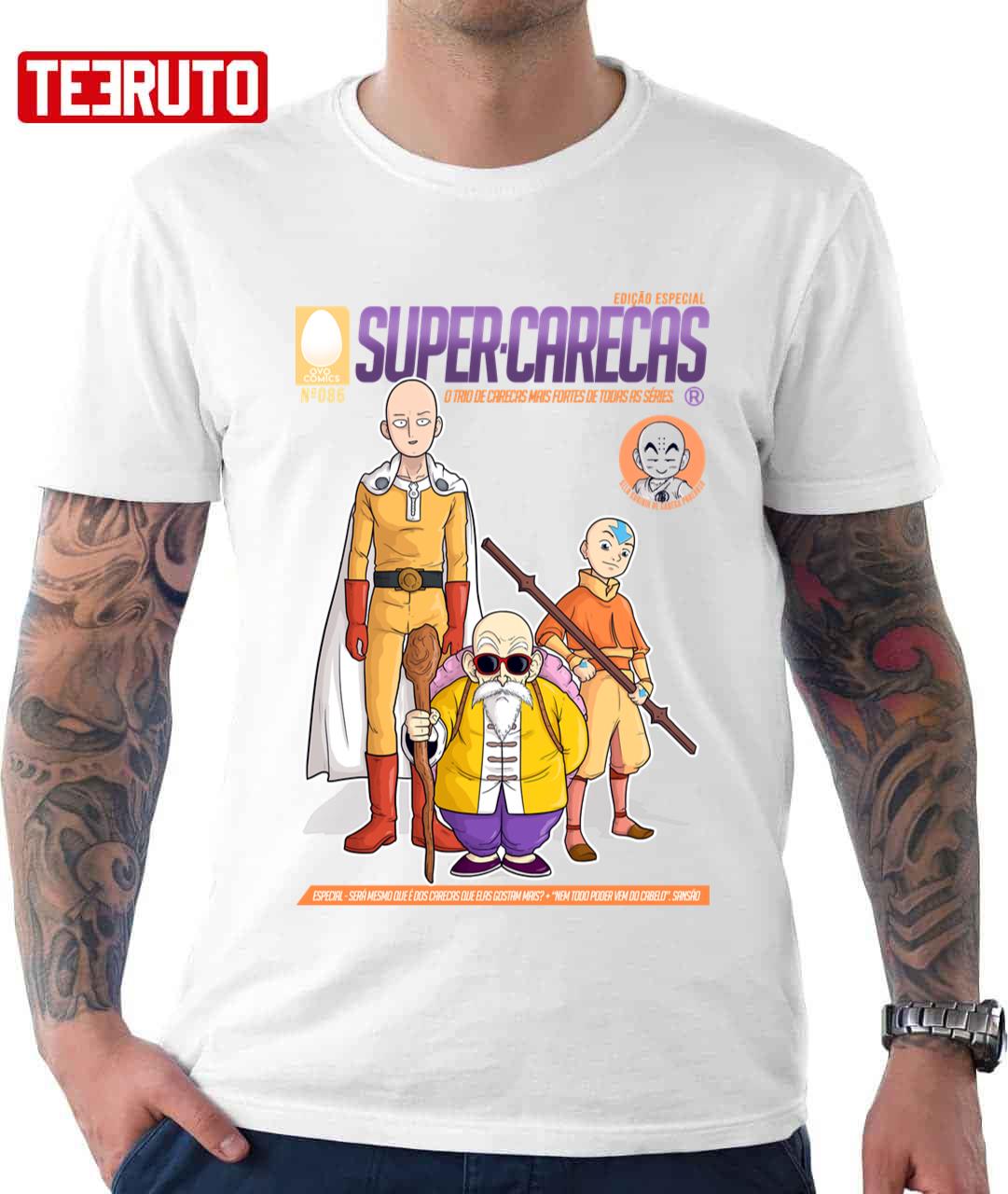Super-Carecas One Punch Man Roshi One Piece Avatar The Last Airbender Aang Unisex T-shirt Super-Carecas One Punch Man Roshi One Piece Avatar The Last Airbender Aang Unisex T-shirt