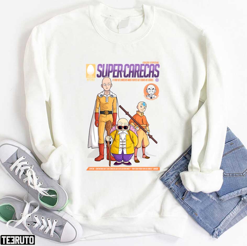 Super-Carecas One Punch Man Roshi One Piece Avatar The Last Airbender Aang Unisex T-shirt Super-Carecas One Punch Man Roshi One Piece Avatar The Last Airbender Aang Unisex T-shirt