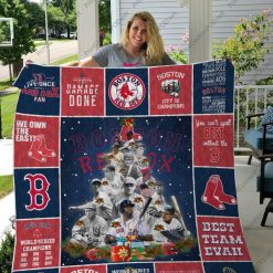 Team Boston Red Sox Christmas Tree Quilt Blanket