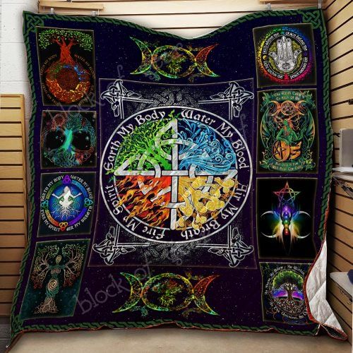 The Four Elements Pagan Witch Quilt Blanket