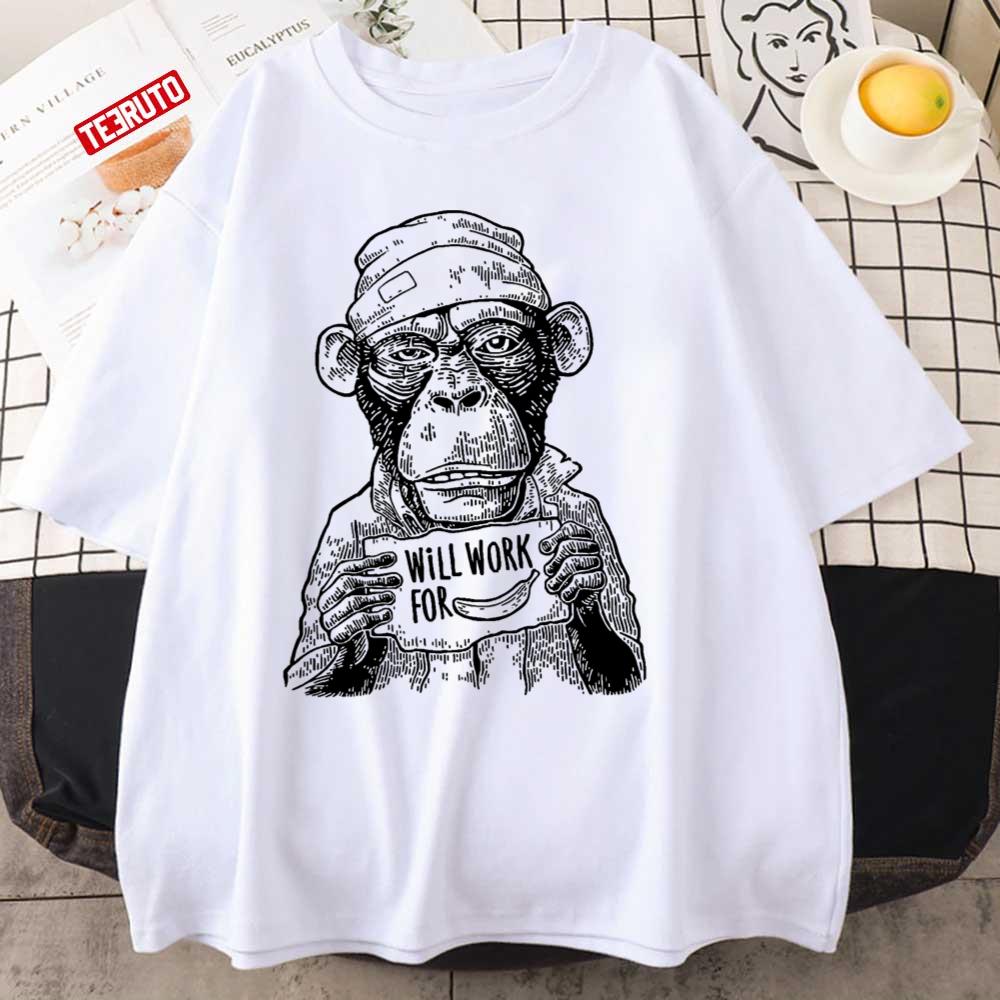The Great Retro Monkey Will Work For Banana Cute Photographic Unisex T-shirt