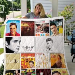 The King Of Rock N Roll Elvis Presley Albums Combined Quilt Blanket