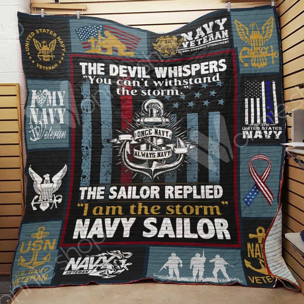 The Navy Sailor Replied I Am The Storm Quilt Blanket