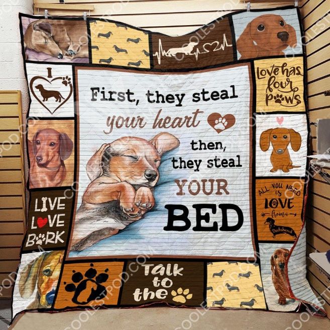They Steal Your Heart Then They Steal Your Bed Quilt Blanket