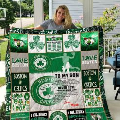 To My Son Love Mom Boston Celtics Quilt Blanket