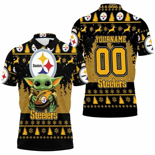 Ugly Sweater Baby Yoda Hugs Pittsburgh Steelers 3d Personalized Polo Shirt Model A27626 All Over Print Shirt 3d T-shirt