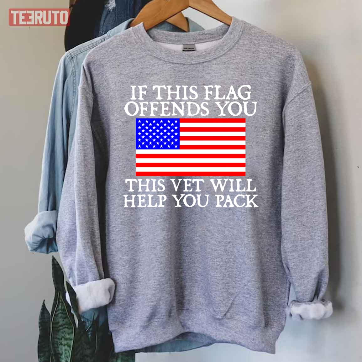 USA Flag If This Flag Offends You This Vet Will Help You Pack Unisex Sweatshirt