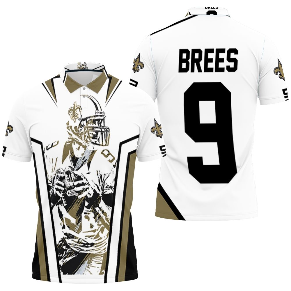Watercolor Drew Brees New Orleans Saints White Background Polo Shirt  All Over Print Shirt 3d T-shirt