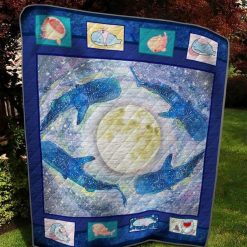 Whale Shark And Moon Quilt Blanket