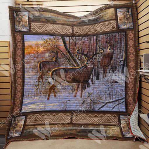 Winter Hunting Deer Hunting Lo Quilt Blanket